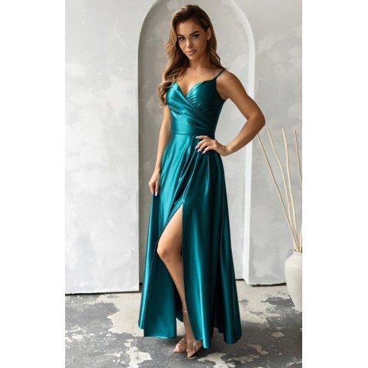 Nifiko Stella satynowa długa sukienka zielona ze sklepu intimiti.pl w kategorii Sukienki - zdjęcie 187859453