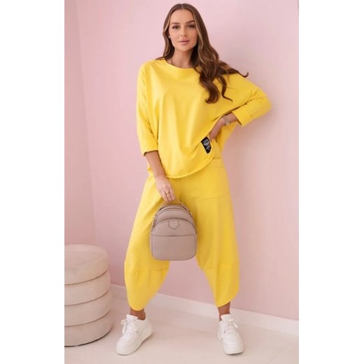 Komplet bawełniany bluza i spodnie żółty ze sklepu intimiti.pl w kategorii Dresy damskie - zdjęcie 187859520