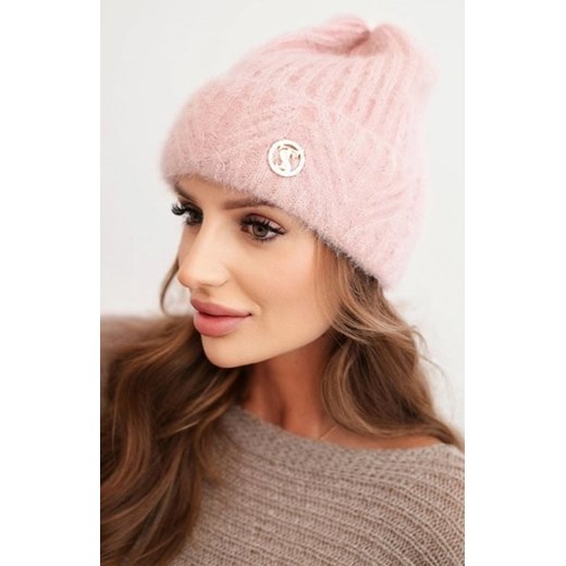 Zimowa czapka damska pudrowy róż ze sklepu intimiti.pl w kategorii Czapki zimowe damskie - zdjęcie 187859554