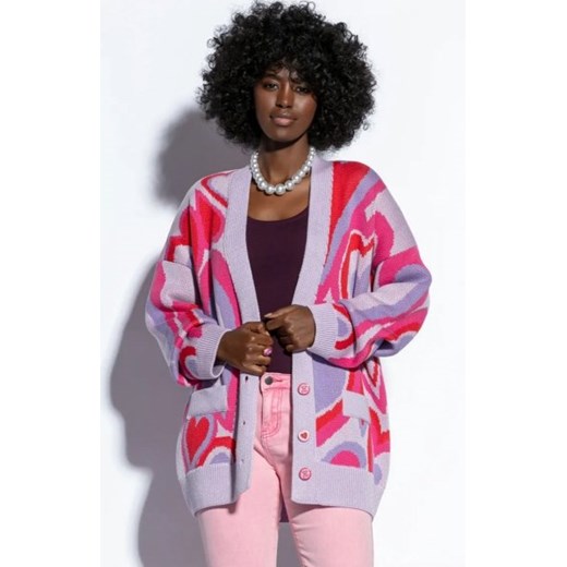 Fobya F1811 kolorowy kardigan damski fiolet ze sklepu intimiti.pl w kategorii Swetry damskie - zdjęcie 187859682