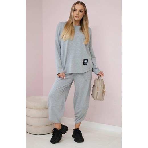 Komplet bawełniany bluza i spodnie szary ze sklepu intimiti.pl w kategorii Dresy damskie - zdjęcie 187859733