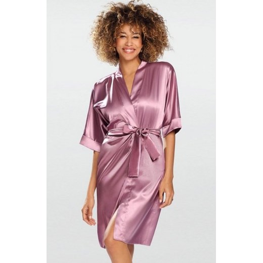 Dkaren 100 satynowy szlafrok damski wrzosowy ze sklepu intimiti.pl w kategorii Szlafroki damskie - zdjęcie 187859764