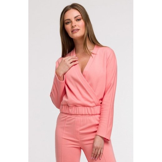 Bewear B292 bluza z kopertowym dekoltem koralowa ze sklepu intimiti.pl w kategorii Bluzy damskie - zdjęcie 187859772