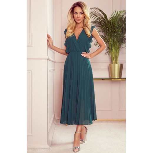 Numoco 315-1 EMILY plisowana sukienka z falbankami i dekoltem ze sklepu intimiti.pl w kategorii Sukienki - zdjęcie 187859773