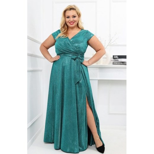 Duet Amanda długa sukienka plus size lux butelkowa ze sklepu intimiti.pl w kategorii Sukienki - zdjęcie 187859783