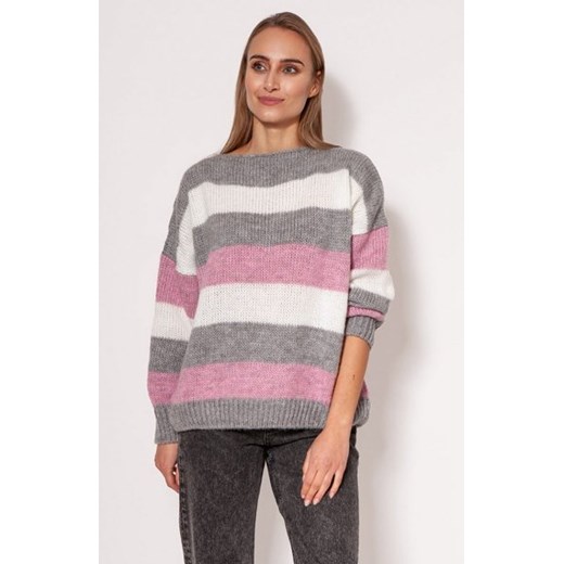 MKM SWE299 obszerny sweter damski szary ze sklepu intimiti.pl w kategorii Swetry damskie - zdjęcie 187859870