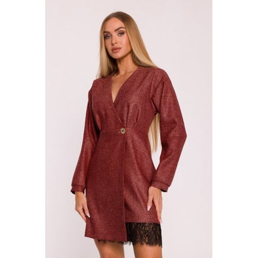 Moe sukienka tweedowa z koronką bordowa M871 ze sklepu intimiti.pl w kategorii Sukienki - zdjęcie 187860052