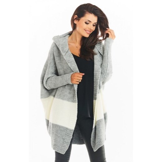 Oversizowy sweter z kapturem szary A392 ze sklepu intimiti.pl w kategorii Swetry damskie - zdjęcie 187860292