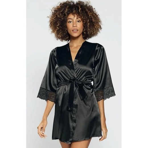 Dkaren Nikola szlafrok czarny ze sklepu intimiti.pl w kategorii Szlafroki damskie - zdjęcie 187860591