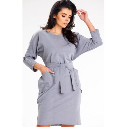Awama A654 sukienka z kimonowym rękawem szara ze sklepu intimiti.pl w kategorii Sukienki - zdjęcie 187860643