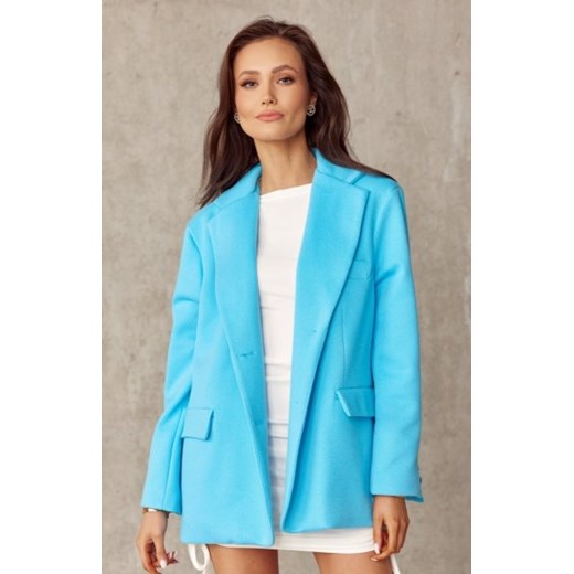 Niebieski oversizowy żakiet damski ze sklepu intimiti.pl w kategorii Marynarki damskie - zdjęcie 187860713