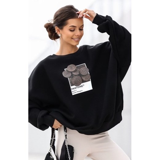 Oversizowa bluza damska Oreo czarna ze sklepu intimiti.pl w kategorii Bluzy damskie - zdjęcie 187860762