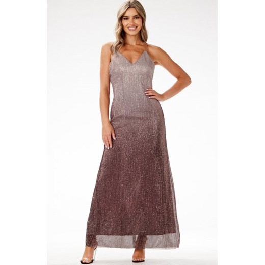 Awama A701 wieczorowa sukienka maxi ombre brązowa ze sklepu intimiti.pl w kategorii Sukienki - zdjęcie 187860802