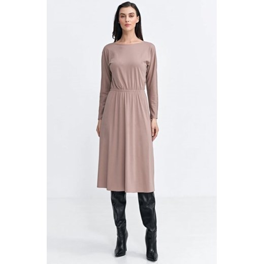 Sukienka z gumką w pasie beżowa ze sklepu intimiti.pl w kategorii Sukienki - zdjęcie 187861521