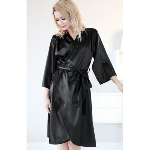 Kalimo Bohol satynowy szlafrok czarny ze sklepu intimiti.pl w kategorii Szlafroki damskie - zdjęcie 187861641