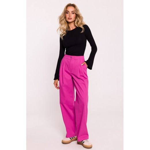Moe spodnie z szerokimi nogawkami różowe M799 ze sklepu intimiti.pl w kategorii Spodnie damskie - zdjęcie 187862650