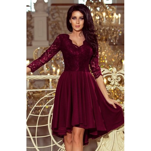 Numoco 210-13 NICOLLE sukienka z dłuższym tyłem z koronkowym dekoltem ze sklepu intimiti.pl w kategorii Sukienki - zdjęcie 187863042