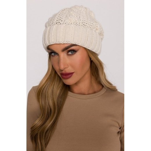 Moe czapka damska splot warkocz ecru M897 ze sklepu intimiti.pl w kategorii Czapki zimowe damskie - zdjęcie 187863081