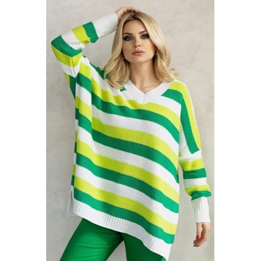 Oversizowy sweter w paski 30091 ze sklepu intimiti.pl w kategorii Swetry damskie - zdjęcie 187863254