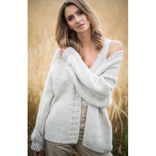 *Oversizowy kardigan beżowy F759 ze sklepu intimiti.pl w kategorii Swetry damskie - zdjęcie 187863411