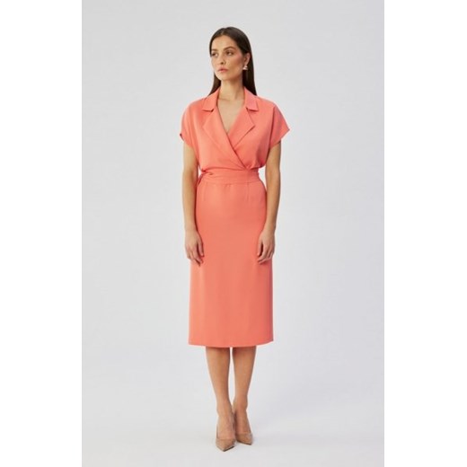 Stylove S363 sukienka midi z kołnierzem pomarańczowa ze sklepu intimiti.pl w kategorii Sukienki - zdjęcie 187863871