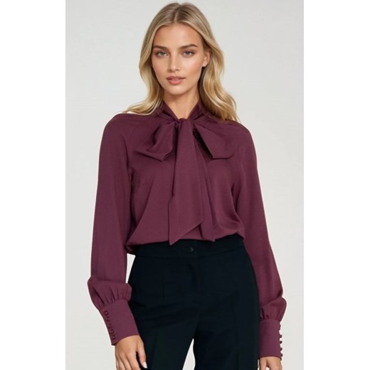 Nife wiskozowa bluzka z szarfą śliwka ze sklepu intimiti.pl w kategorii Bluzki damskie - zdjęcie 187864091