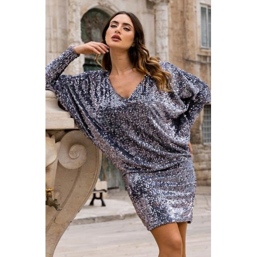 Awama A700 kimonowa sukienka cekinowa mini ze sklepu intimiti.pl w kategorii Sukienki - zdjęcie 187864191