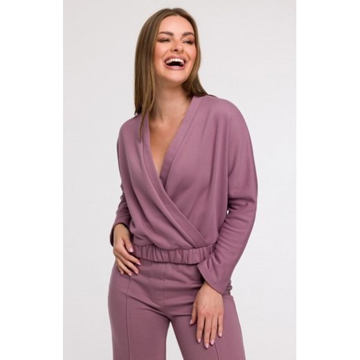 Bewear B292 bluza z kopertowym dekoltem wrzosowa ze sklepu intimiti.pl w kategorii Bluzy damskie - zdjęcie 187864304