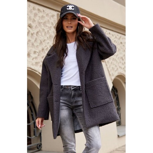 Sanchez barankowy płaszcz oversize grafitowy ze sklepu intimiti.pl w kategorii Płaszcze damskie - zdjęcie 187864683