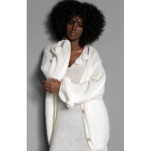 *Fobya F1964 zapinany oversizowy kardigan damski ecru ze sklepu intimiti.pl w kategorii Swetry damskie - zdjęcie 187864740