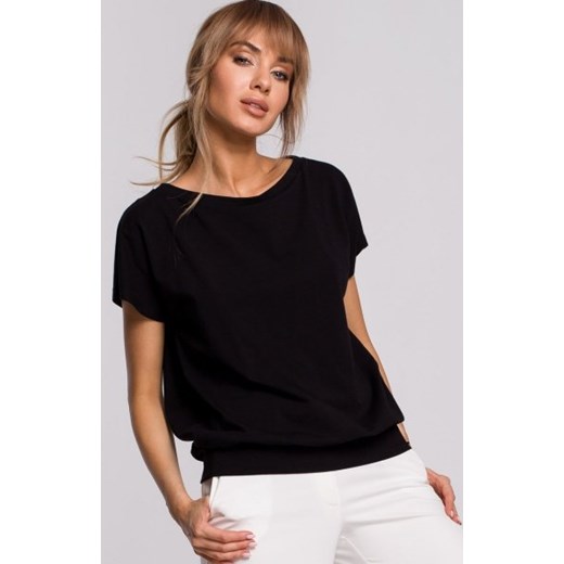 Bawełniana bluzka z krótkim rękawem czarna M498 ze sklepu intimiti.pl w kategorii Bluzki damskie - zdjęcie 187865171