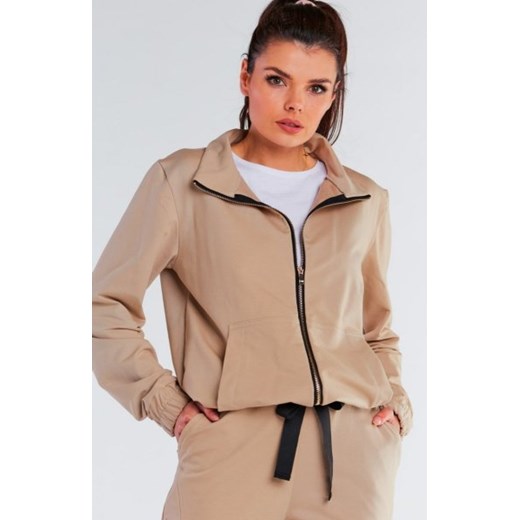 Oversizowa beżowa bluza z kapturem M246 ze sklepu intimiti.pl w kategorii Bluzy damskie - zdjęcie 187865524