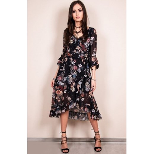 Zwiewna sukienka w ciemny print Roco 0243/D17 ze sklepu intimiti.pl w kategorii Sukienki - zdjęcie 187865964