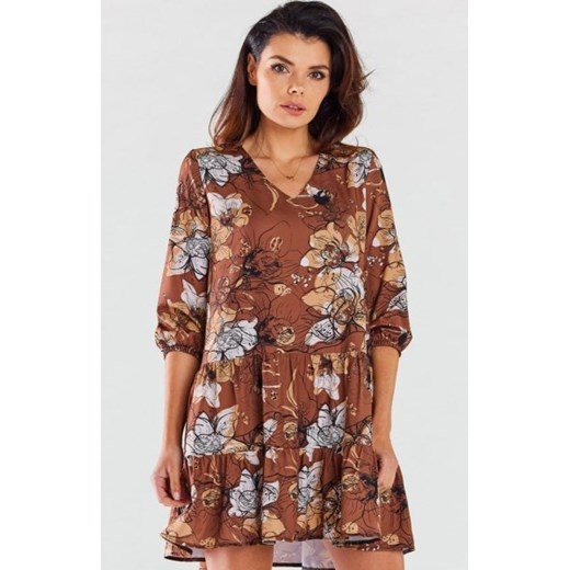Awama oversizowa sukienka mini A469 brown ze sklepu intimiti.pl w kategorii Sukienki - zdjęcie 187866334