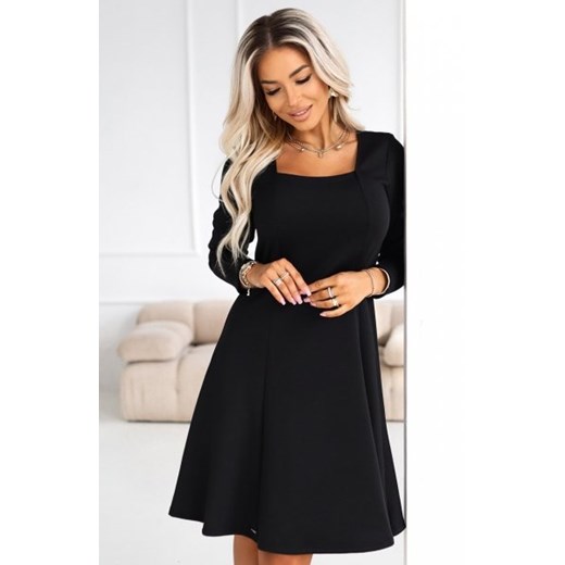 Numoco 574-3 IVANA wygodna trapezowa sukienka z dekoltem i długim rękawkiem ze sklepu intimiti.pl w kategorii Sukienki - zdjęcie 187866422