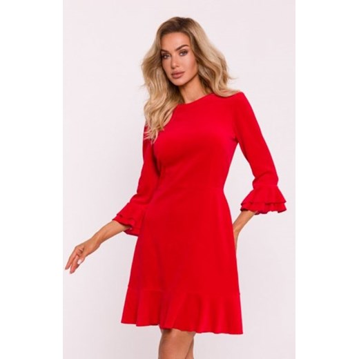 Moe welurowa sukienka z falbankami czerwona M825 ze sklepu intimiti.pl w kategorii Sukienki - zdjęcie 187866574