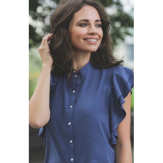 Efektowna bluzka z falbankami granatowa K482 ze sklepu intimiti.pl w kategorii Bluzki damskie - zdjęcie 187866681
