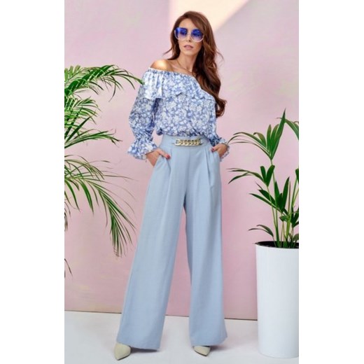 Szerokie spodnie plazzo błękitne 0011 ze sklepu intimiti.pl w kategorii Spodnie damskie - zdjęcie 187866683