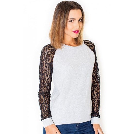 Katrus K329 bluzka szaro-czarny ze sklepu intimiti.pl w kategorii Bluzki damskie - zdjęcie 187867053