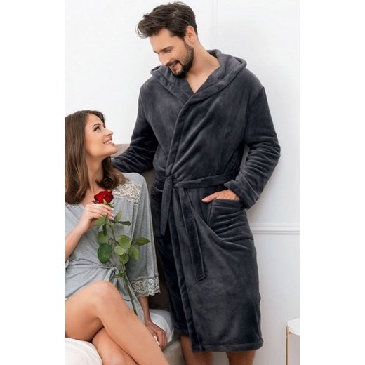 Italian Fashion Mimas szlafrok męski grafitowy ze sklepu intimiti.pl w kategorii Szlafroki męskie - zdjęcie 187867400