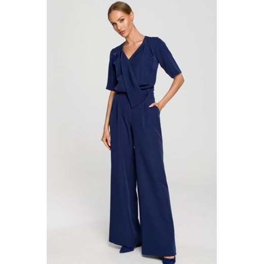 Moe M703 kombinezon damski z szerokimi nogawkami navy ze sklepu intimiti.pl w kategorii Kombinezony damskie - zdjęcie 187867494