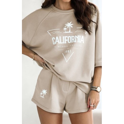 Dwuczęściowy komplet damski California beżowy ze sklepu intimiti.pl w kategorii Dresy damskie - zdjęcie 187867522