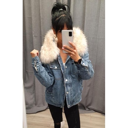Jeansowa kurtka ocieplana z kapturem ze sklepu intimiti.pl w kategorii Kurtki damskie - zdjęcie 187867754