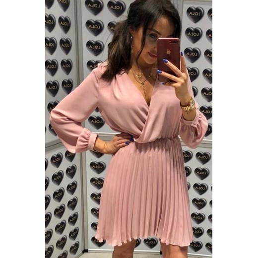 Lola Fashion plisowana sukienka brudny róż ze sklepu intimiti.pl w kategorii Sukienki - zdjęcie 187867840