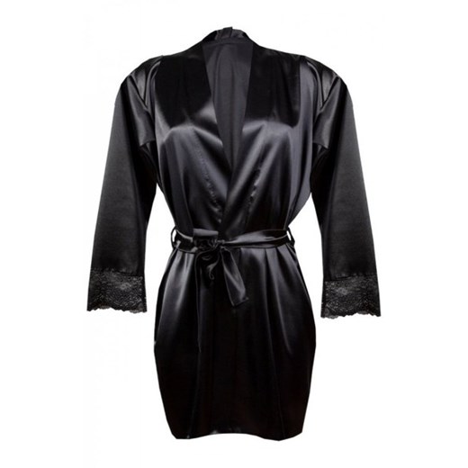 Dkaren Hazel satynowy szlafroczek damski czarny ze sklepu intimiti.pl w kategorii Szlafroki damskie - zdjęcie 187867843