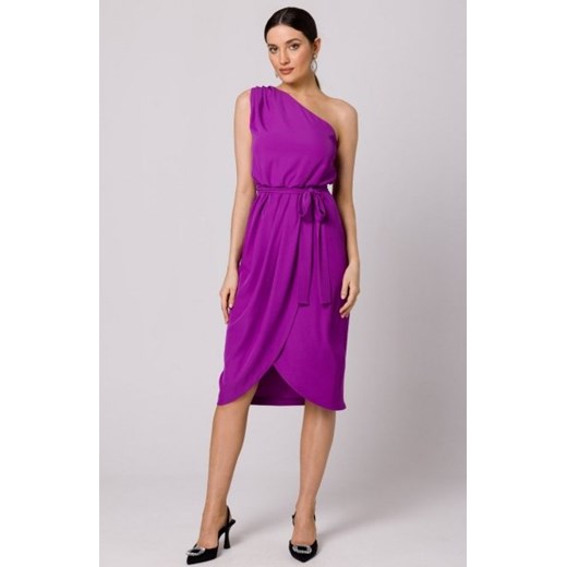 Makover sukienka na jedno ramię lawendowa K160 ze sklepu intimiti.pl w kategorii Sukienki - zdjęcie 187868154