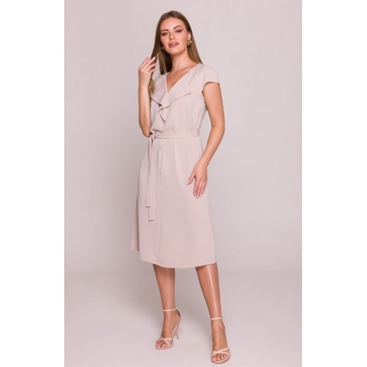 Stylove S411 sukienka z żabotem beżowa ze sklepu intimiti.pl w kategorii Sukienki - zdjęcie 187868200