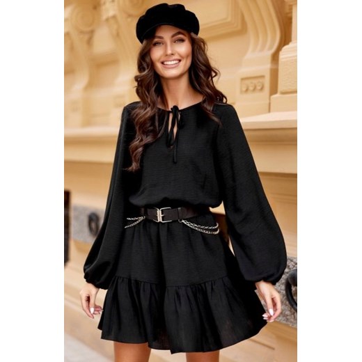 *Modna czarna sukienka z falbaną 0305 ze sklepu intimiti.pl w kategorii Sukienki - zdjęcie 187868244