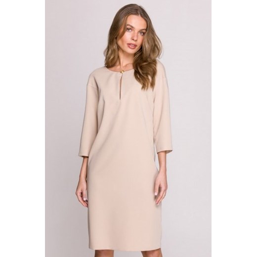 Stylove S394 sukienka z łezką w dekolcie beżowa ze sklepu intimiti.pl w kategorii Sukienki - zdjęcie 187868263