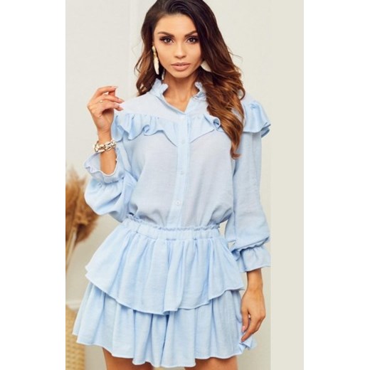*Błękitny letni komplet damski koszula i spódniczka ze sklepu intimiti.pl w kategorii Sukienki - zdjęcie 187868310